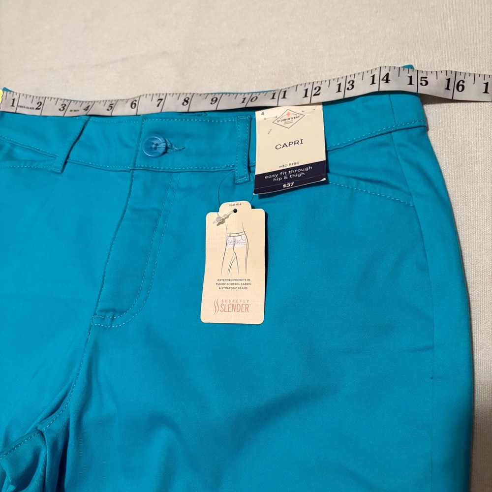 St Johns Bay Capri Pants Women's Size 4 turquoise dream - Picture 5 of 12